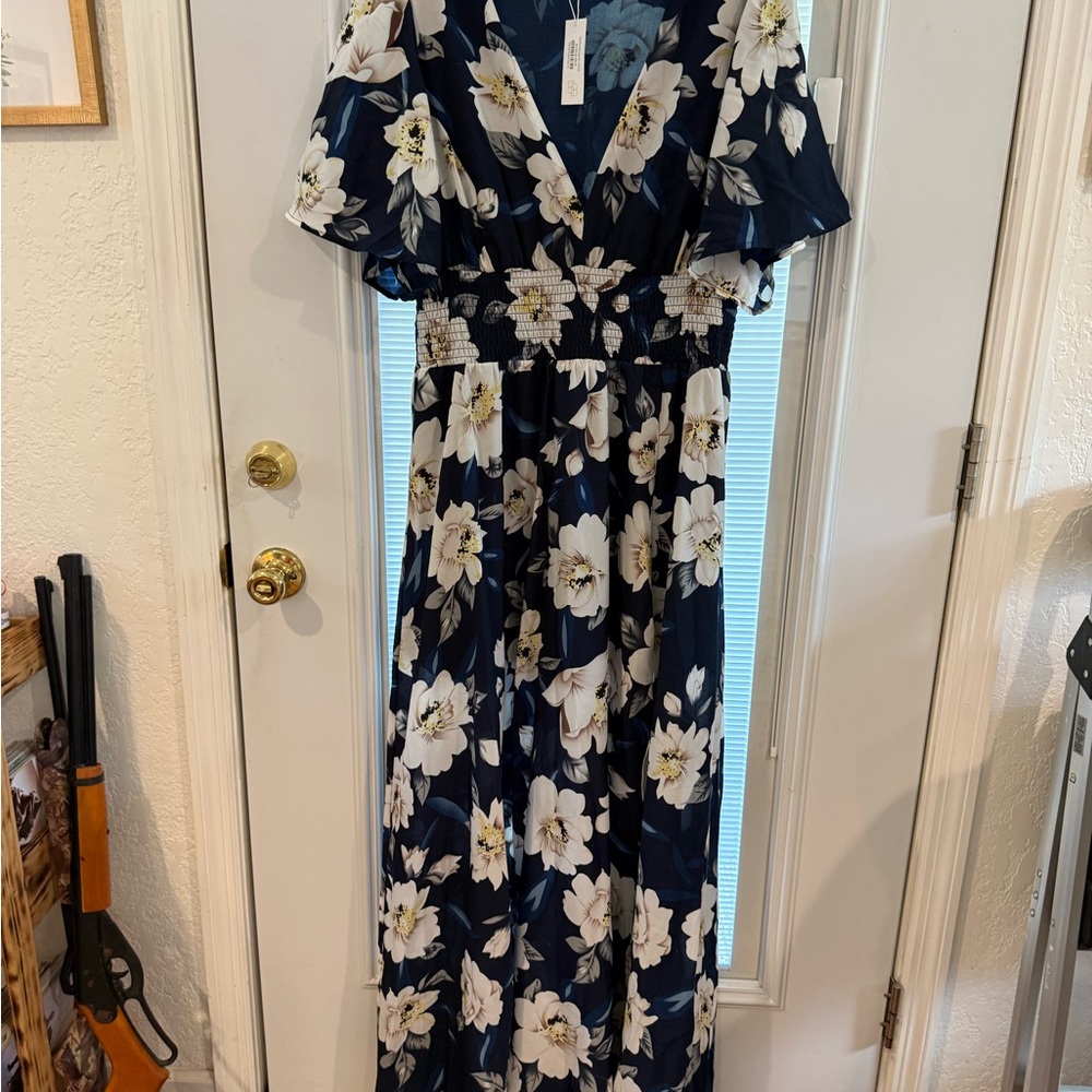 Baltic Born Navy and White Floral Maxi Dress